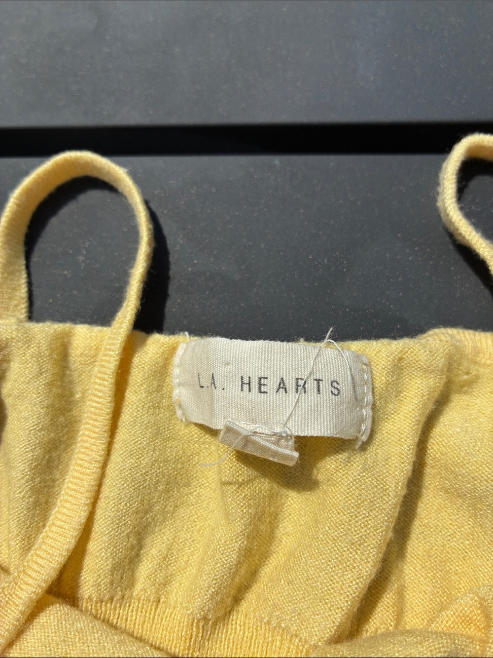 La Hearts Yellow Cropped Knit Lace-Trim Tank - Picture 2 of 4